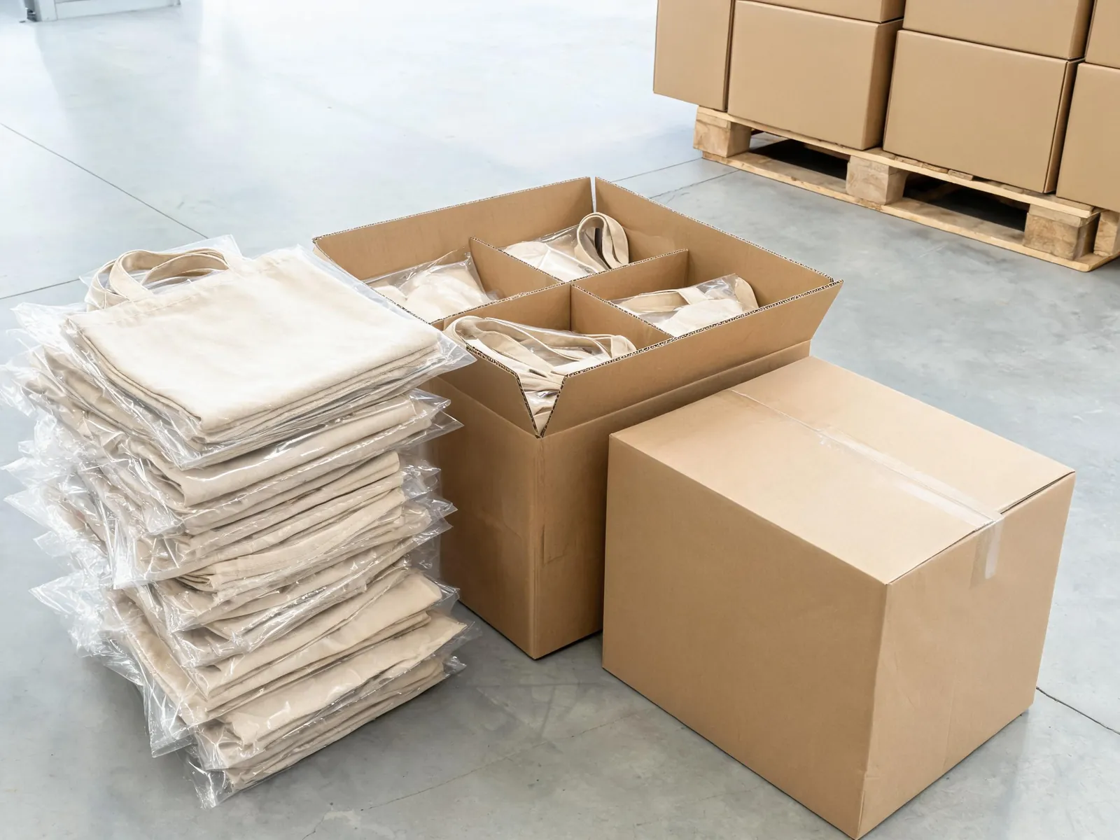 Bolsas tote de lona preparadas para embalaje de exportacion
