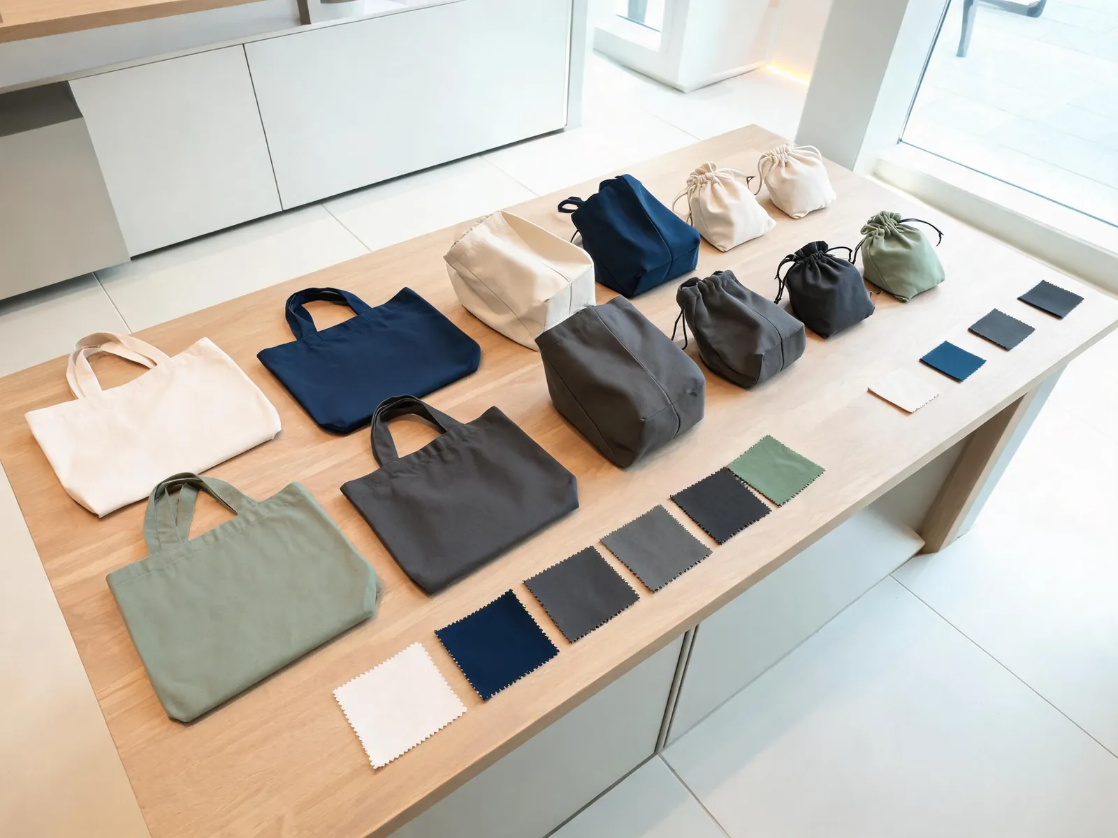 Muestras de bolsas de lona seleccionadas para un importador